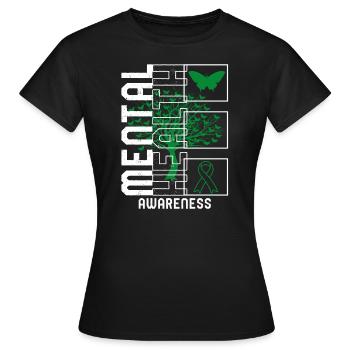 Mental Health Awareness Shirt, Vlinderboom - Vrouwen T-shirt - zwart - Voor - AI Model Female 172 dark (172cm)