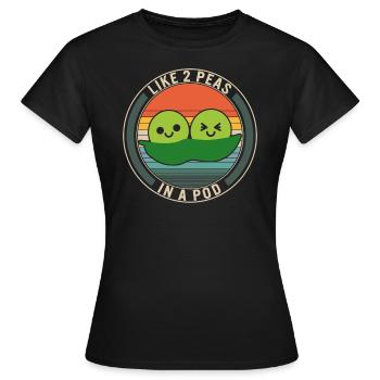 Erbsen Gemüsehemd, wie 2 Erbsen in der Schote, - Frauen T-Shirt - Schwarz - Vorne - AI Model Female 172 dark (172cm)