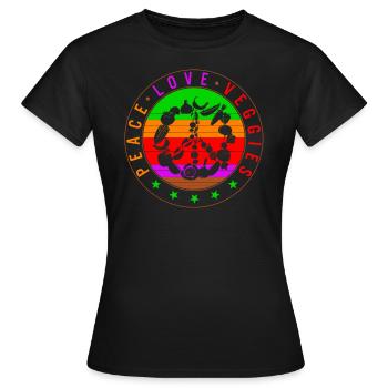 Chemise de légumes, Paix Amour Légumes, Légumes - T-shirt Femme - noir - Devant - AI Model Female 172 dark (172cm)