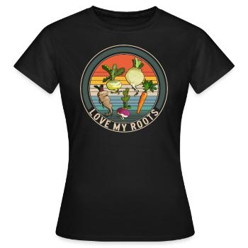 Chemise de légumes Roots, T-shirt Love My Roots, - T-shirt Femme - noir - Devant - AI Model Female 172 dark (172cm)
