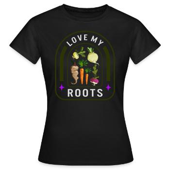 Chemise de légumes Roots, T-shirt Love My Roots, - T-shirt Femme - noir - Devant - AI Model Female 172 dark (172cm)