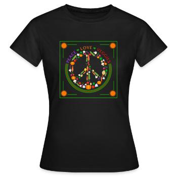 Chemise de légumes, Paix Amour Légumes, Légumes - T-shirt Femme - noir - Devant - AI Model Female 172 dark (172cm)