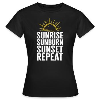Sonnenaufgang Sonnenbrand Sonnenuntergang Repeat Shirt, Summer Beach - Frauen T-Shirt - Schwarz - Vorne - AI Model Female 172 dark (172cm)
