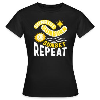 Sonnenaufgang Sonnenbrand Sonnenuntergang Repeat Shirt, Summer Beach - Frauen T-Shirt - Schwarz - Vorne - AI Model Female 172 dark (172cm)