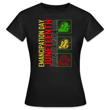 Juneteenth Shirt, Poing du Jour de l’Émancipation, Noir - T-shirt Femme - noir - Devant - AI Model Female 172 dark (172cm)