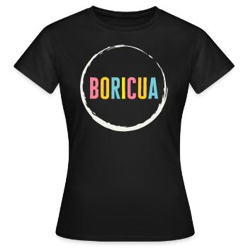 Boricua Hemd, Puerto Rico Flagge Patriotisches T-Shirt, - Frauen T-Shirt - Schwarz - Vorne - AI Model Female 172 dark (172cm)
