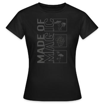 Svampe skjorte, lavet af magic champignon sjov T-shirt, - Dame-T-shirt - sort - Foran - AI Model Female 172 dark (172cm)