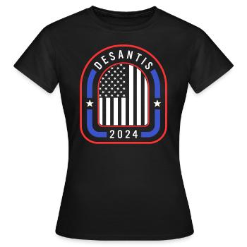 Chemise DeSantis 2024, tee-shirt drapeau USA, Amérique - T-shirt Femme - noir - Devant - AI Model Female 172 dark (172cm)