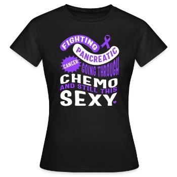 Chemise contre le cancer du pancréas, passer par la chimio - T-shirt Femme - noir - Devant - AI Model Female 172 dark (172cm)