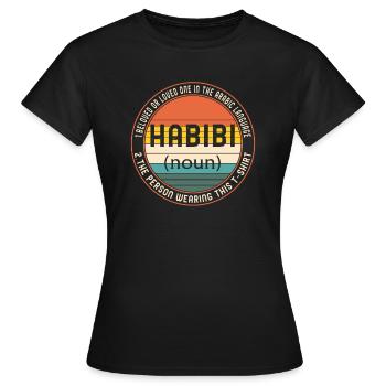 Habibi Noun Definition Shirt, Funny Arabic - Women's T-Shirt - black - Front - AI Model Female 172 dark (172cm)