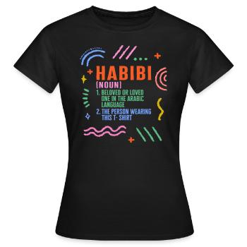 Habibi Noun Definition Shirt, Arabe drôle - T-shirt Femme - noir - Devant - AI Model Female 172 dark (172cm)