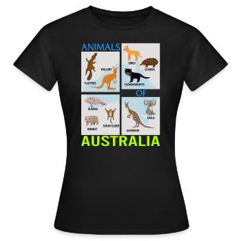 Animals Of Australia Shirt, Australian Animals - Women's T-Shirt - black - Front - AI Model Female 172 dark (172cm)