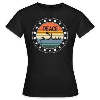 Salam Peace Shirt, Calligraphie arabe Cadeau musulman - T-shirt Femme - noir - Devant - AI Model Female 172 dark (172cm)