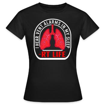Chemise d’inhalothérapeute, j’entends des alarmes d’évent - T-shirt Femme - noir - Devant - AI Model Female 172 dark (172cm)