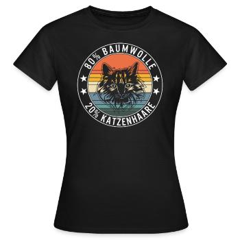 80 % Baumwolle, 20 % Katzenhaar, Katzen-Shirt, - Women's T-Shirt - black - Front - AI Model Female 172 dark (172cm)