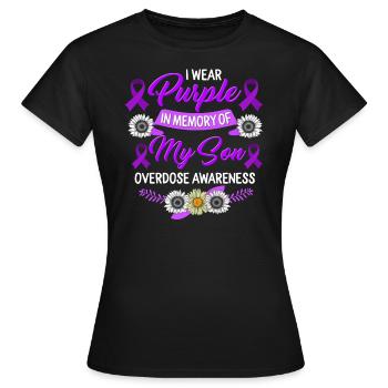 Chemise de sensibilisation aux surdoses de drogue, en mémoire de mon - T-shirt Femme - noir - Devant - AI Model Female 172 dark (172cm)