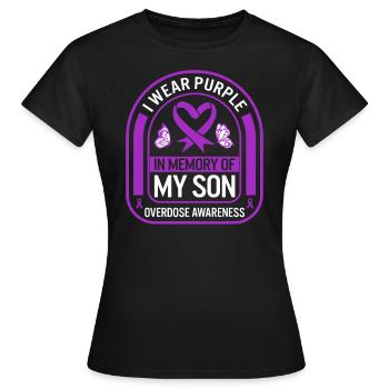 Chemise de sensibilisation aux surdoses de drogue, en mémoire de mon - T-shirt Femme - noir - Devant - AI Model Female 172 dark (172cm)