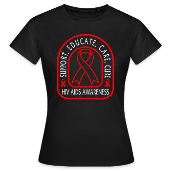 HIV AIDS Awareness Month Shirt, Support Educate - Women's T-Shirt - black - Front - AI Model Female 172 dark (172cm)