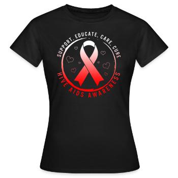 HIV AIDS Awareness Month Shirt, Support Educate - Women's T-Shirt - black - Front - AI Model Female 172 dark (172cm)