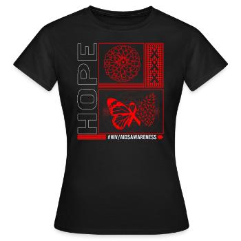HIV AIDS Awareness Month Shirt, Hope Red - Women's T-Shirt - black - Front - AI Model Female 172 dark (172cm)