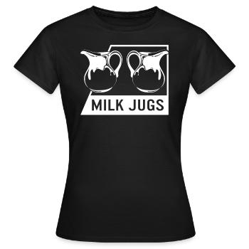 Chemise d’allaitement, Cruches de lait design Funny Tee, - T-shirt Femme - noir - Devant - AI Model Female 172 dark (172cm)