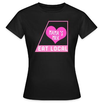 Breast Feeding Shirt, Eat Local Mama's Milk Tee, - Women's T-Shirt - black - Front - AI Model Female 172 dark (172cm)