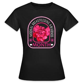 Mois national de la sensibilisation à l’allaitement Floral - T-shirt Femme - noir - Devant - AI Model Female 172 dark (172cm)