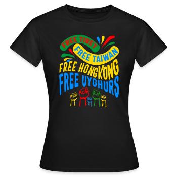 Taiwan Shirt, Free Tibet Protest Faust Tee, - Frauen T-Shirt - Schwarz - Vorne - AI Model Female 172 dark (172cm)