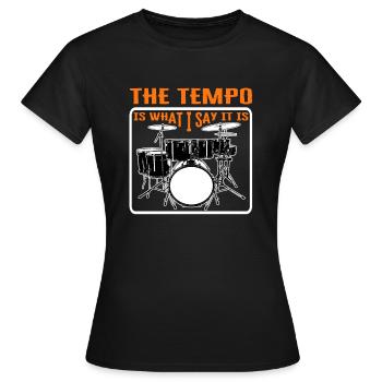 chemise de batteur, le tempo est ce que je dis qu’il est, - T-shirt Femme - noir - Devant - AI Model Female 172 dark (172cm)