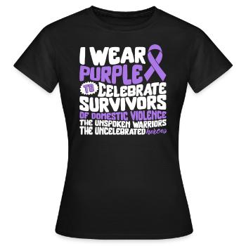 Domestic Violence Awareness Shirt, I Wear Purple - Frauen T-Shirt - Schwarz - Vorne - AI Model Female 172 dark (172cm)