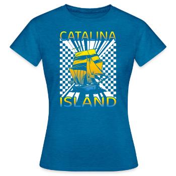 Catalina Island Hemd, Segelboot Liebhaber - Frauen T-Shirt - Antikblaues Saphir meliert - Vorne - AI Model Female 172 dark (172cm)