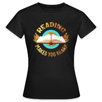 Lire la lecture de chemise vous rend pointu des livres drôles - T-shirt Femme - noir - Devant - AI Model Female 172 dark (172cm)