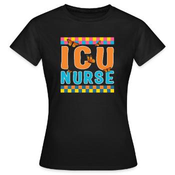 Chemise d’infirmière en soins intensifs, soins intensifs Soins de santé - T-shirt Femme - noir - Devant - AI Model Female 172 dark (172cm)