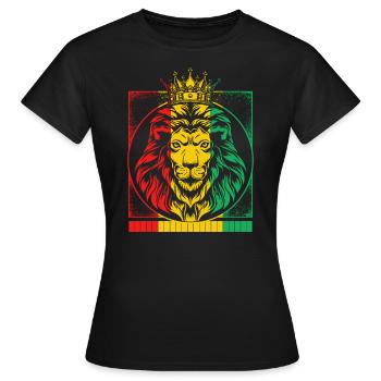 Chemise Rastafari, Lion Rasta De Juda Rastafari - T-shirt Femme - noir - Devant - AI Model Female 172 dark (172cm)