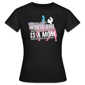 Pferdeshirt, hinter jedem Pferd Mädchen Tee, Pferd - Frauen T-Shirt - Schwarz - Vorne - AI Model Female 172 dark (172cm)