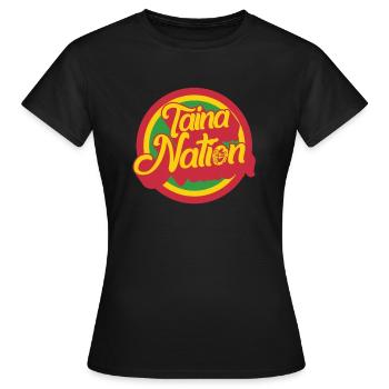 Chemise symbole de grenouille Coqui de la Nation Taina, Atabey - T-shirt Femme - noir - Devant - AI Model Female 172 dark (172cm)