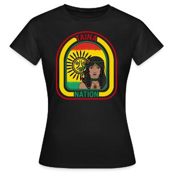 Chemise Taino Sun Symbol de la Nation Taina, autochtone - T-shirt Femme - noir - Devant - AI Model Female 172 dark (172cm)