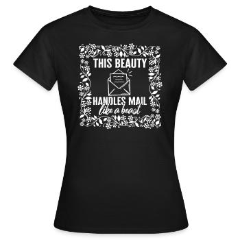 Mailman Shirt, diese Schönheit behandelt Mail Floral - Frauen T-Shirt - Schwarz - Vorne - AI Model Female 172 dark (172cm)