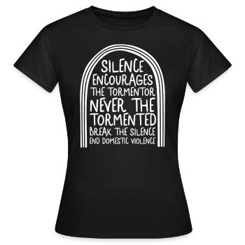 Chemise de sensibilisation à la violence familiale, Break The - T-shirt Femme - noir - Devant - AI Model Female 172 dark (172cm)