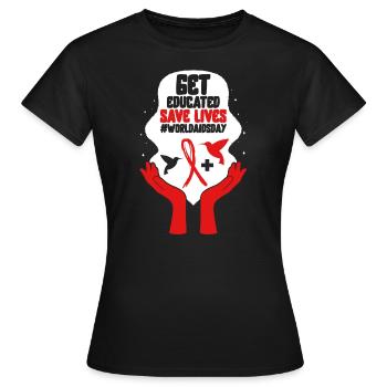 Chemise du Mois de la sensibilisation au VIH/sida, Renseignez-vous Économisez - T-shirt Femme - noir - Devant - AI Model Female 172 dark (172cm)
