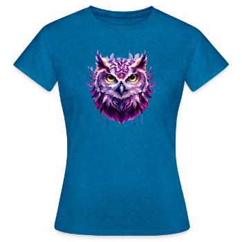 Eule - Frauen T-Shirt - Antikblaues Saphir meliert - Vorne - AI Model Female 172 dark (172cm)