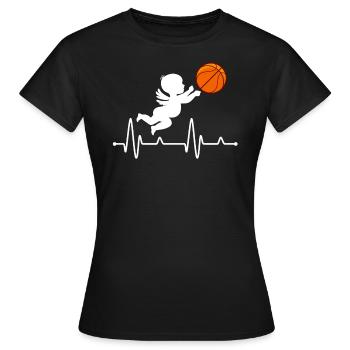 Chemise de Saint-Valentin, paniers de basket-ball Cupid Heart - T-shirt Femme - noir - Devant - AI Model Female 172 dark (172cm)