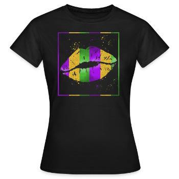 Mardi Gras Fleur De Lis Shirt, Mardi Lips Mardi - T-shirt Femme - noir - Devant - AI Model Female 172 dark (172cm)