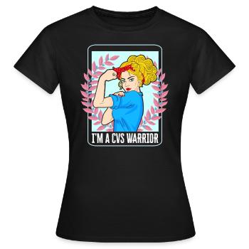 Cyclic Vomiting Syndrome Shirt, Ich bin ein CVS-Krieger - Frauen T-Shirt - Schwarz - Vorne - AI Model Female 172 dark (172cm)