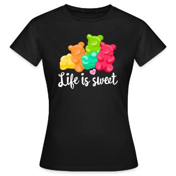 Jelly Gummies T-Shirt Soft Sugar Candy Fruchtig - Frauen T-Shirt - Schwarz - Vorne - AI Model Female 172 dark (172cm)