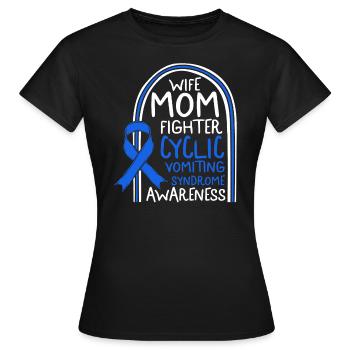 Zyklisches Erbrechenssyndrom T-Shirt, Ehefrau Mama Kämpfer - Frauen T-Shirt - Schwarz - Vorne - AI Model Female 172 dark (172cm)