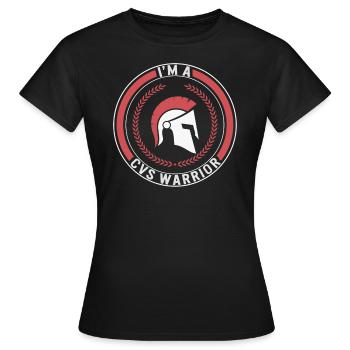 Zyklisches Erbrechenssyndrom T-Shirt, Ich bin ein CVS-Krieger - Frauen T-Shirt - Schwarz - Vorne - AI Model Female 172 dark (172cm)