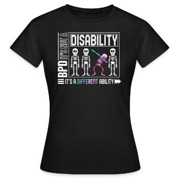 Borderline-Persönlichkeitsstörungs-T-Shirt, BDP nicht - Frauen T-Shirt - Schwarz - Vorne - AI Model Female 172 dark (172cm)