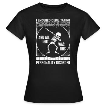 Borderline-Persönlichkeitsstörungs-Shirt, BDP - Frauen T-Shirt - Schwarz - Vorne - AI Model Female 172 dark (172cm)