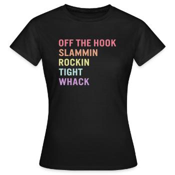 Chemise en langue des signes, Off The Hook ASL Slang Tee, - T-shirt Femme - noir - Devant - AI Model Female 172 dark (172cm)